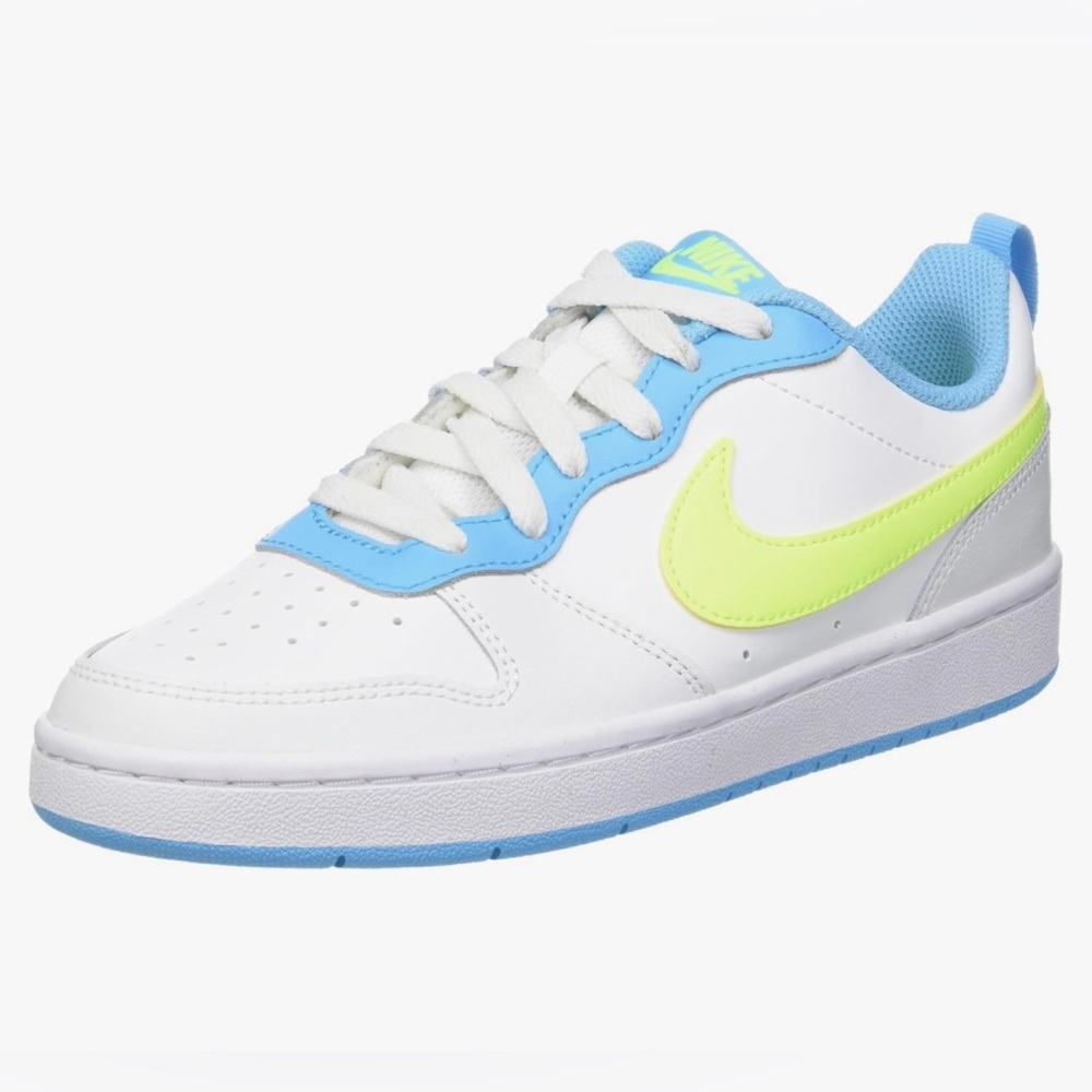 Nike Kids' White, Blue & Lime Court Sneaker